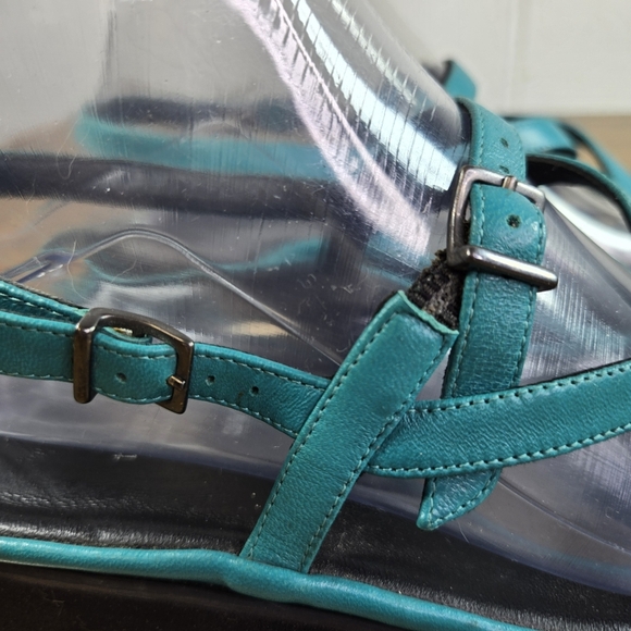 Thierry Rabotin Wave Teal Leather Strappy Sandals - Picture 9 of 11